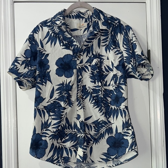Marine Layer Other - Marine Layer White and Blue Floral Short-Sleeve Button-Down Shirt